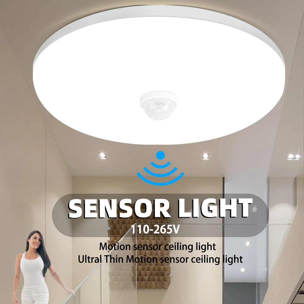 Motion Sensor Ceiling Lamp Motion Detector Modern Smart Ceiling Lighting For Corridor Garage Stair Balcony AC 110-220V ﻿Light