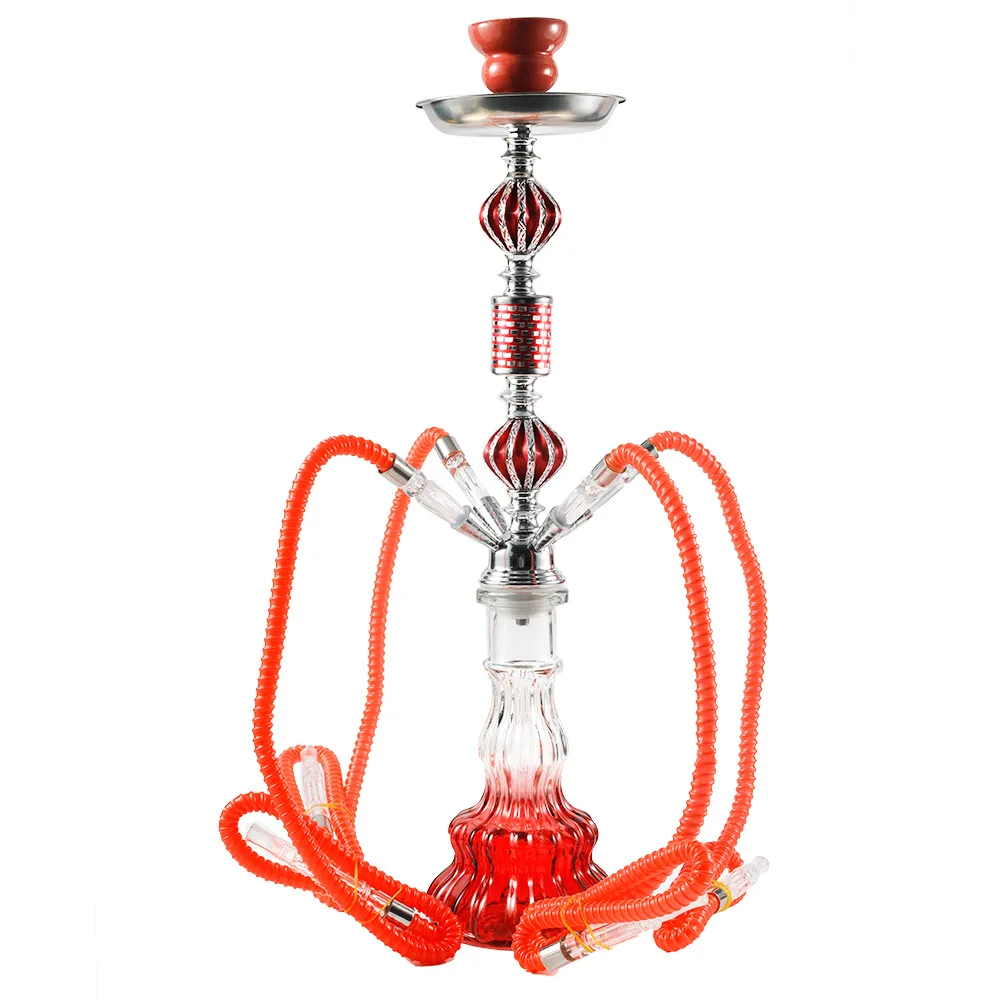 New Four Tubes Shisha Hookah Medium Size Arab Hookah Metal High-End Ktv Bar Glass Hookah Pipe Whole Set