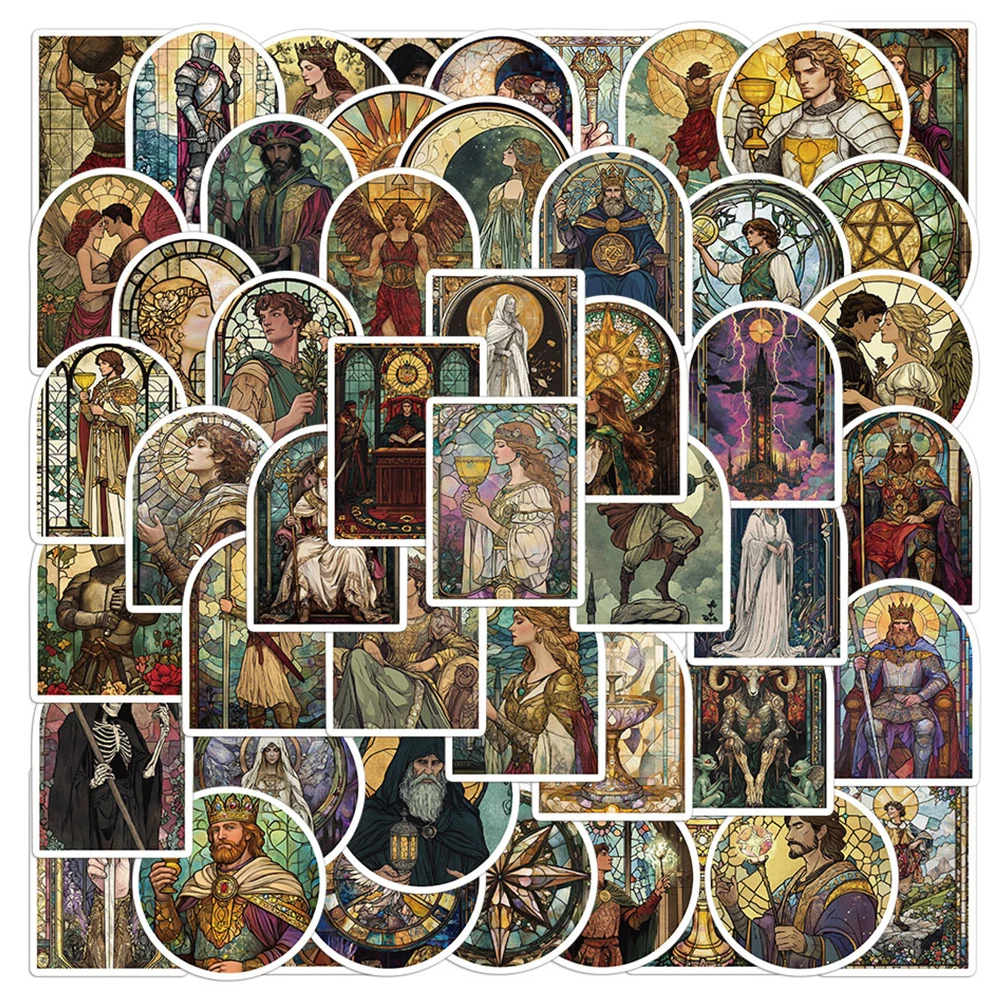 10/30/50 個クールレトロガラススタイルタロットカードステッカースーツケースオートバイギターバイク DIY 美的装飾ステッカーおもちゃ