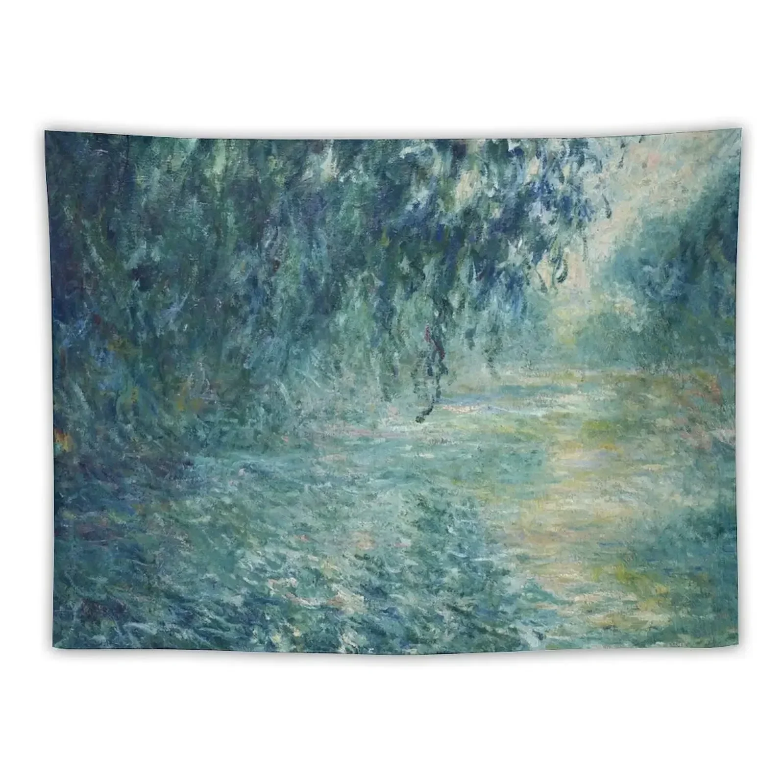 Claude Monet - Misty Morning on the Seine in Blue Tapestry Cute Decor Wall Hanging Wall Tapestry