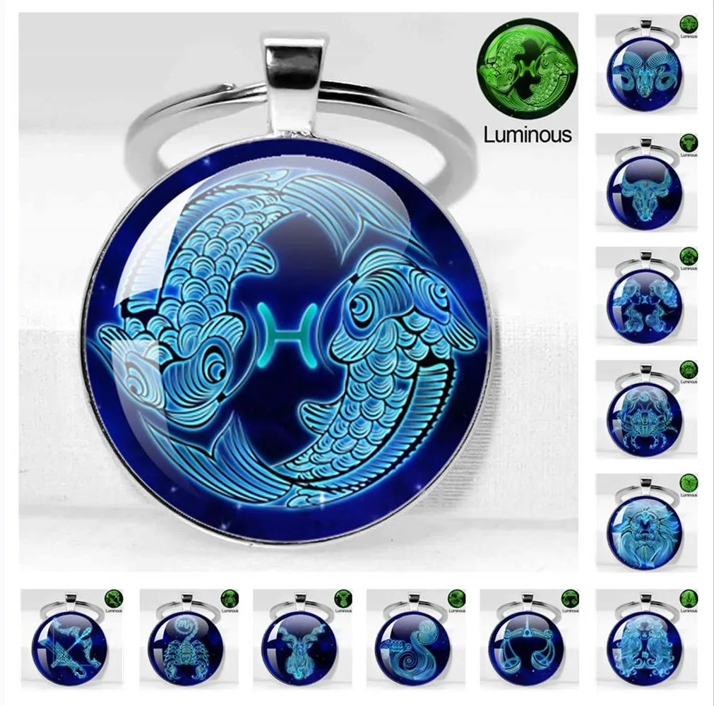 اليدوية زودياك المفاتيح 12 الأبراج قلادة كيرينغ العقرب القوس الجدي الدلو هدية عيد ميلاد النساء ﻿