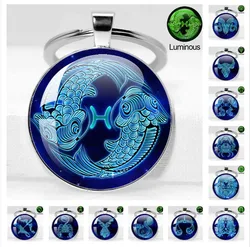 Handmade Zodiac Keychain 12 Constellations Pendant Keyring Scorpio Sagittarius Capricorn Aquarius Birthday Gift Women ﻿