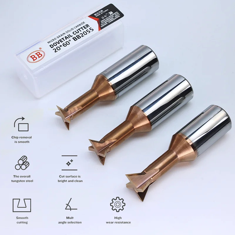 BB Carbide Dovetail Milling Cutter CNC Tool 30 45 60 75 90 120 Degree Tungsten Steel Machining Tool for Metal End Mill 1mm-20mm