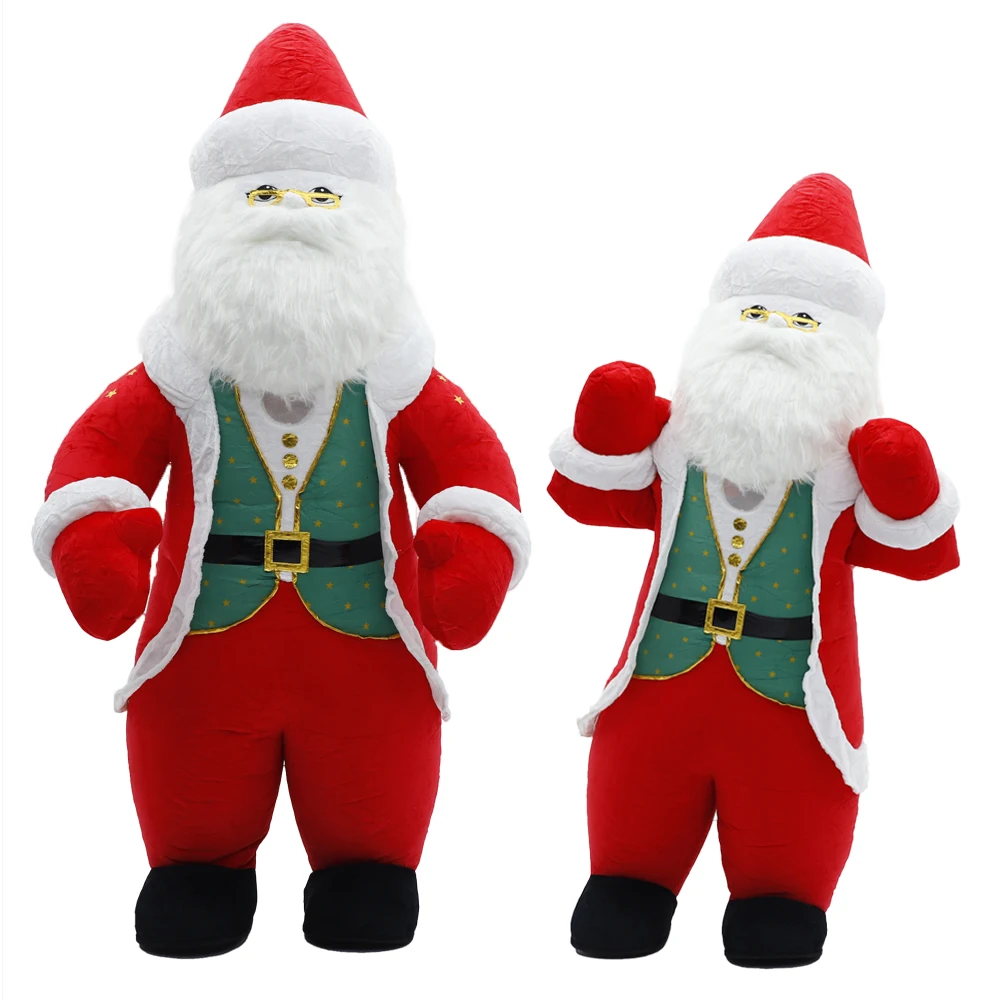 

New Santa Claus Inflatable Plush Costume Mascot Adult Character Cosplay Christmas Theme Party Event Set