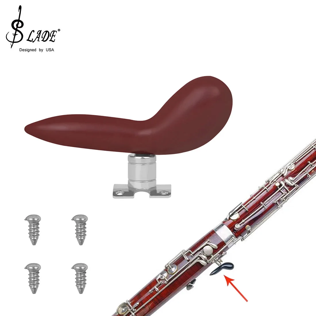 

Bassoon Hand Saddle Rest Thumb with Fixing Screws and Base Bassoon Thickened Hand Holder Bow Finger Rest Instrument Accessories