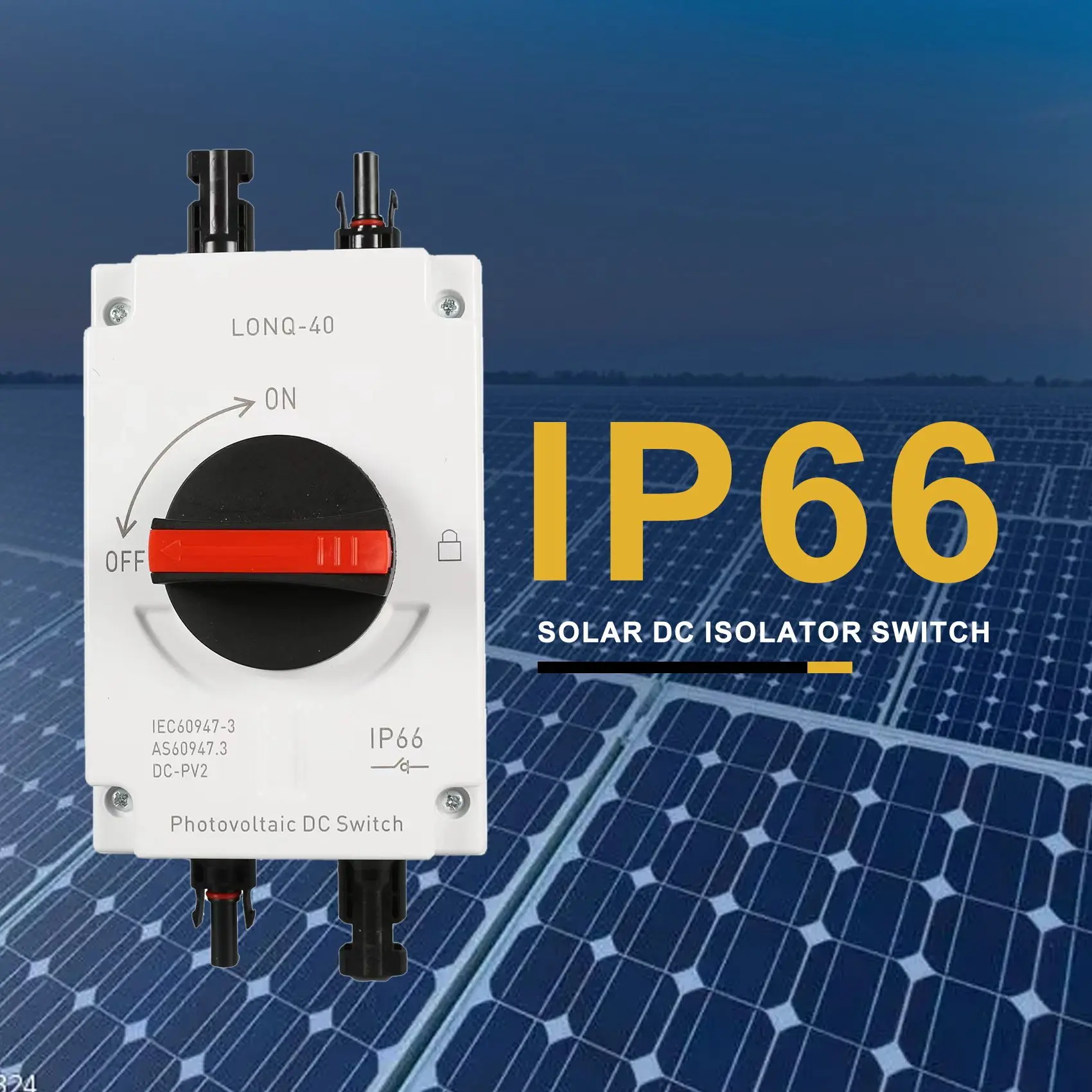 Y22A-32A 4P PV مفتاح فصل + موصل + وجع DC1200V GF40 في الهواء الطلق IP66 مقاوم للماء كلبشة التبديل مفتاح دوار