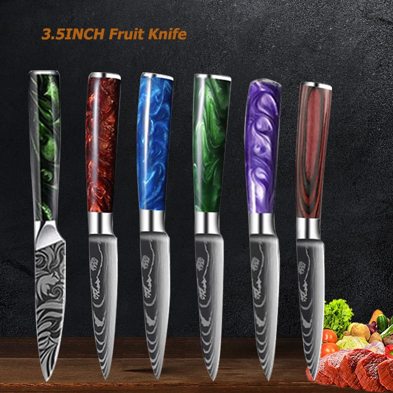 

3.5" Kitchen Fruit Knife Chef Paring Peeling Knife 7Cr17 Steel Sharp Utility Cutting Slicing Cleaver Meat Vegetables Knife