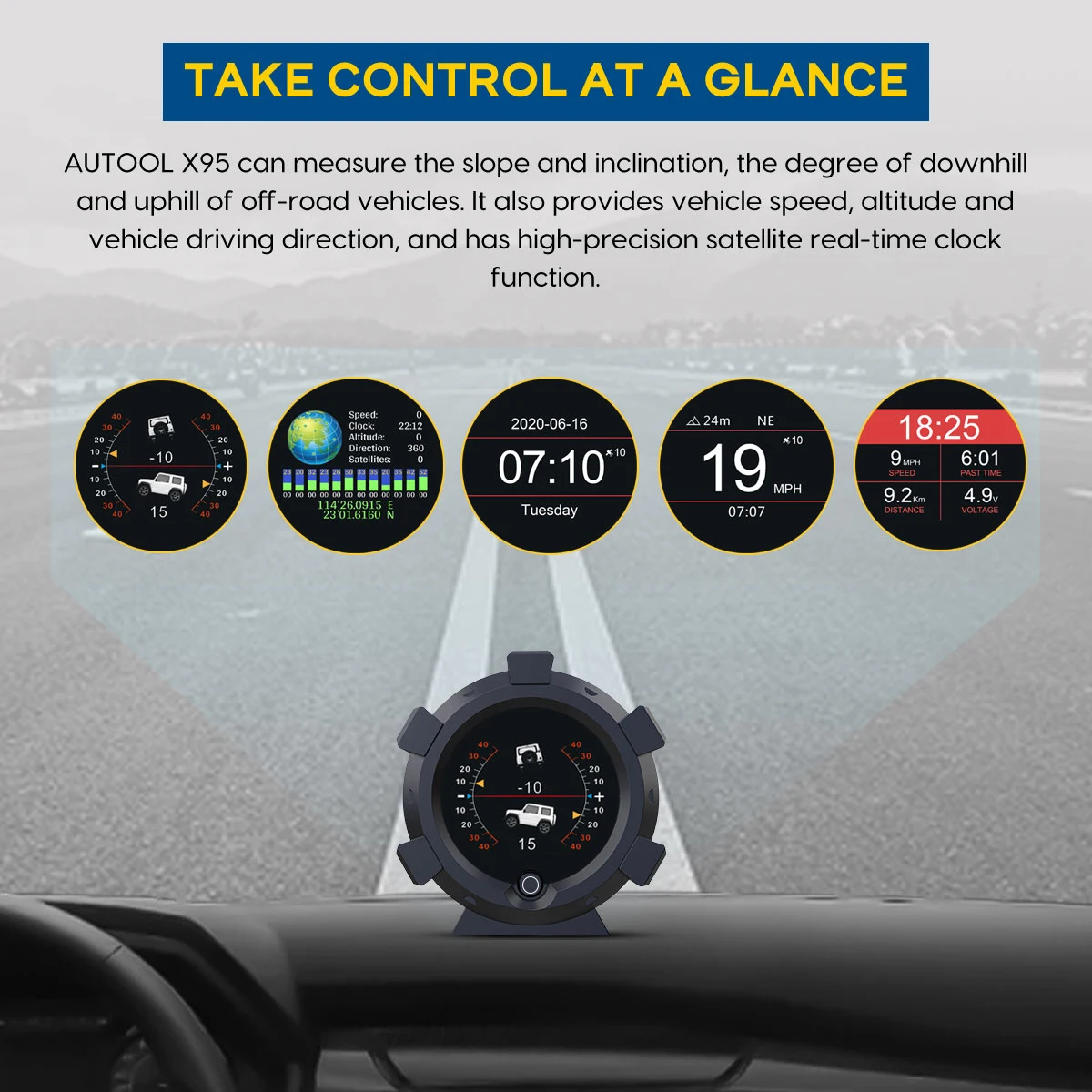 L X95 Multifunctional GPS Inclinometer Car Compass Speed PMH KMH Slope Meter Tracking Device