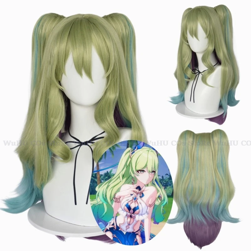 Game Honkai Impact 3rd Mobius Cosplay Fashion Wigs Unisex Mobius Swimsuit Wig Earrings Halloween Party Role Play Accessories
