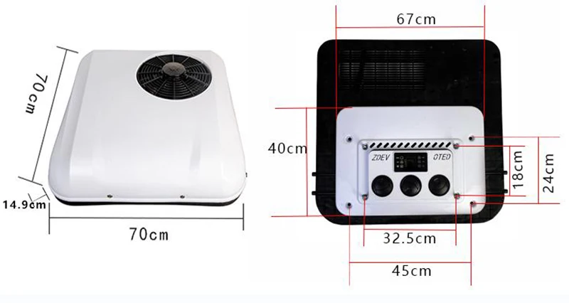 DC 12V 48V EV A/C sistema de aire acondicionado de coche eléctrico enfriador de estacionamiento para camión RV coche AC aire acondicionado de techo