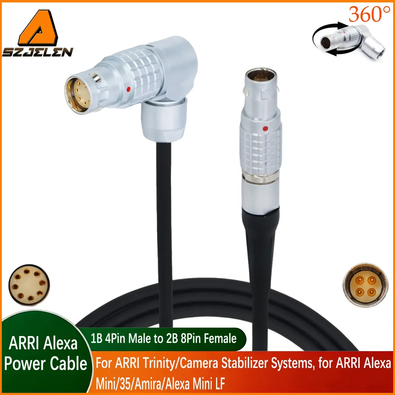 1B 4Pin To 2B 8Pin Female Power Cable For ARRI Trinity/ARRI Alexa/35/Mini/MiniLF/AMIRAI Camera