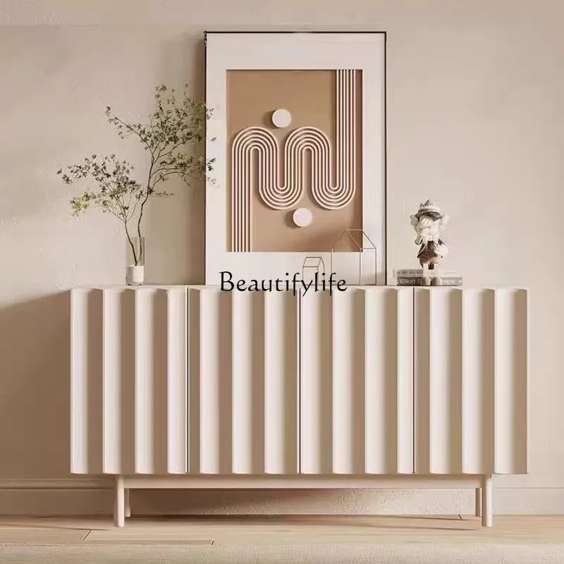

Cream wind entrance cabinet simple white light luxury high-end living room decoration modern storage side cabinet