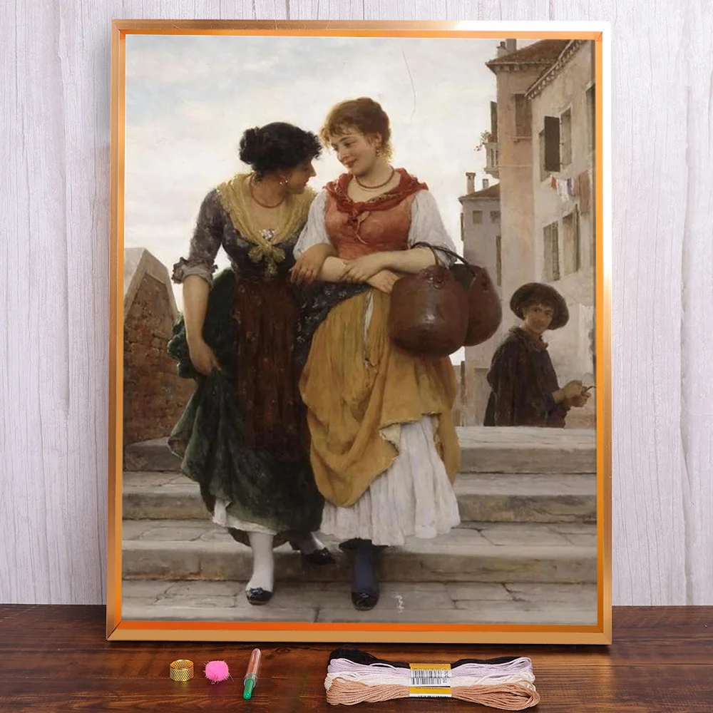 

Portrait Girl Printed Canvas 11CT Cross Stitch DIY Embroidery Full Kit Handicraft Craft Handmade Hobby Different Gift Magic