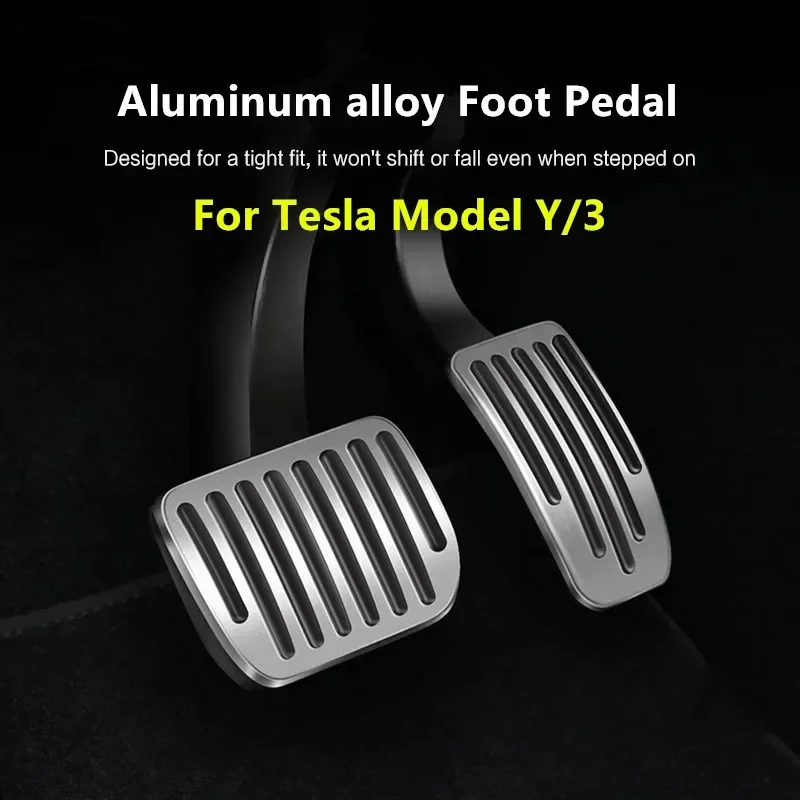 Futhope Car Foot Pedal Pads Covers For Tesla Model 3 Y Highland 2021-2024 Litchi grain anti Slip Accelerator Brake Rest Pedal