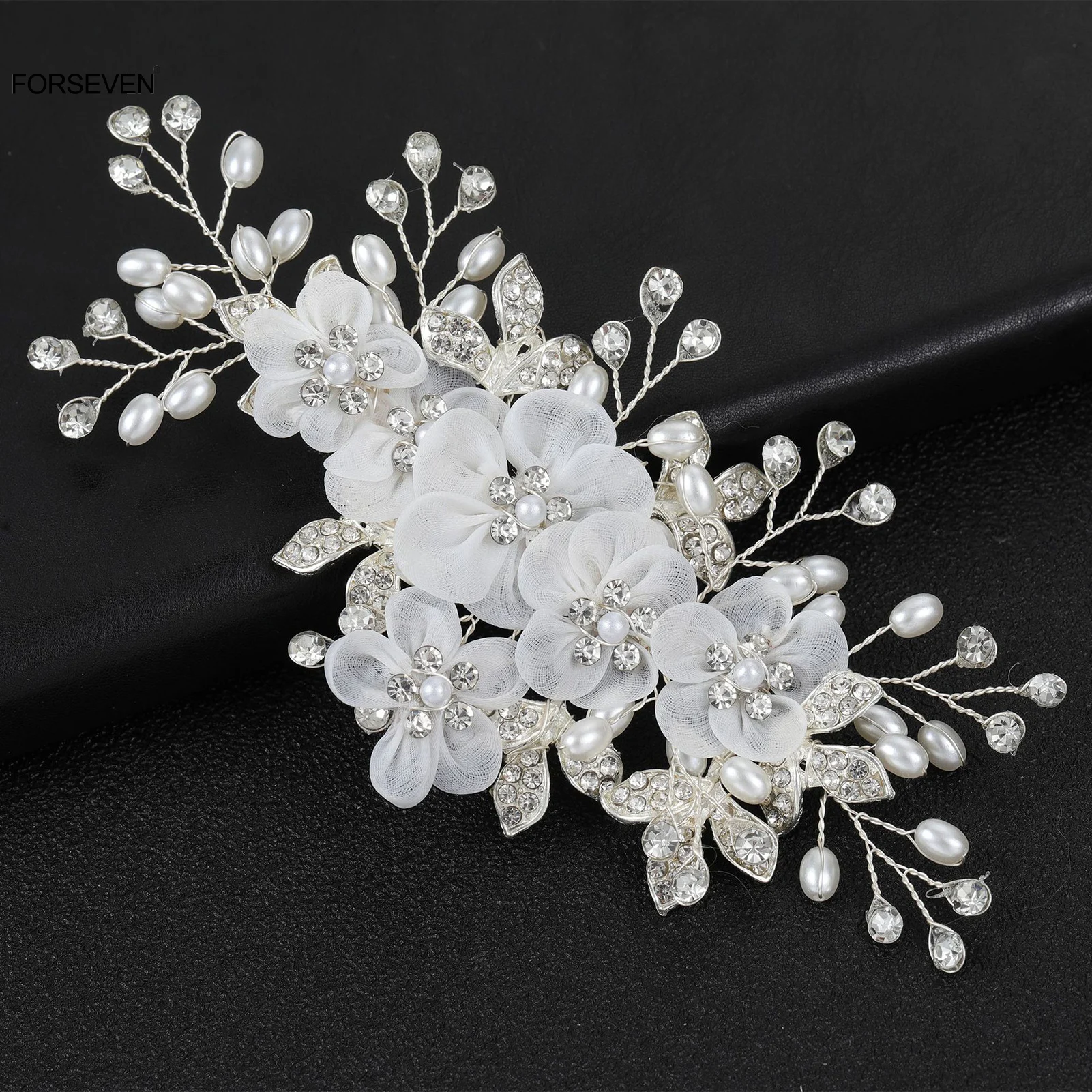 Bride Wedding Flower Hairpins Side Clips Gold/Silver Color Metal Floral Rhinestone Designs for Women Girls Party Hair Jewelry