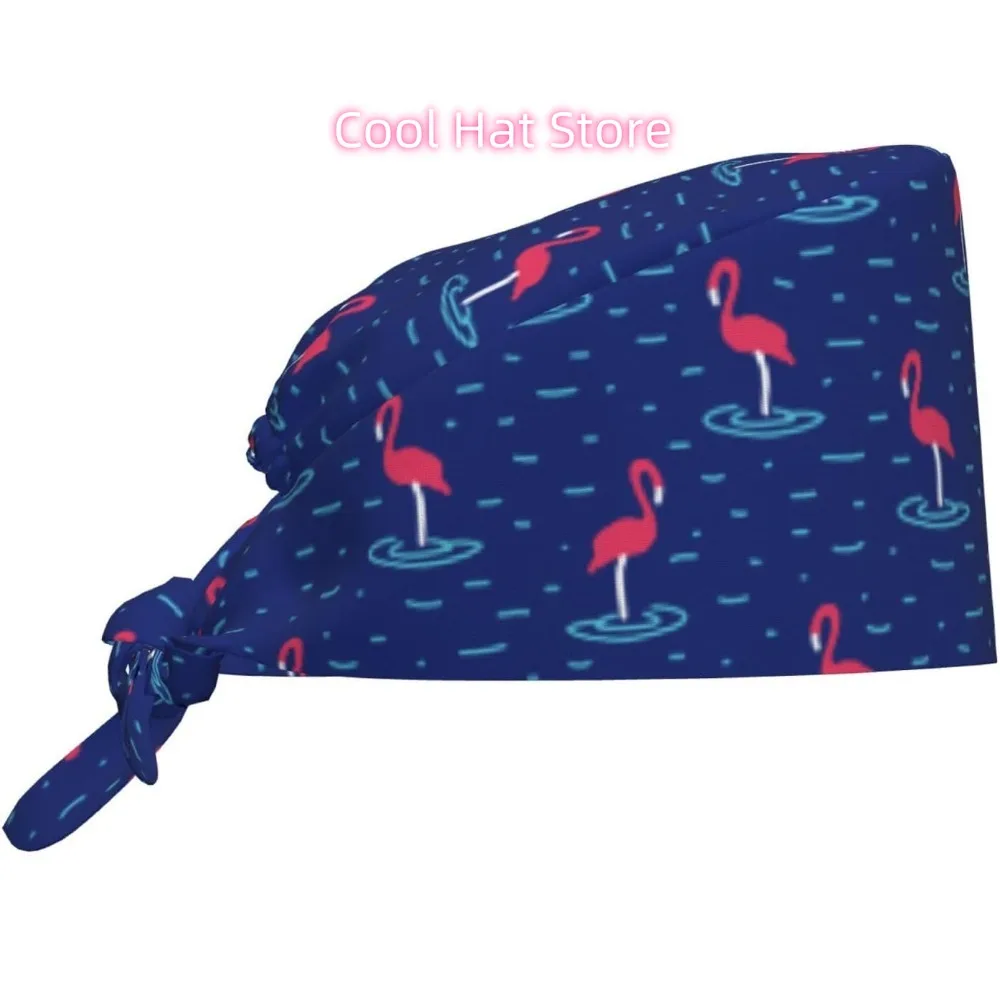1pc Adjustable Scrub Cap with Sweatband - Lightweight 100% Polyester, Elastic Band & Adjustable Tie Back Closure, Navy with Pink