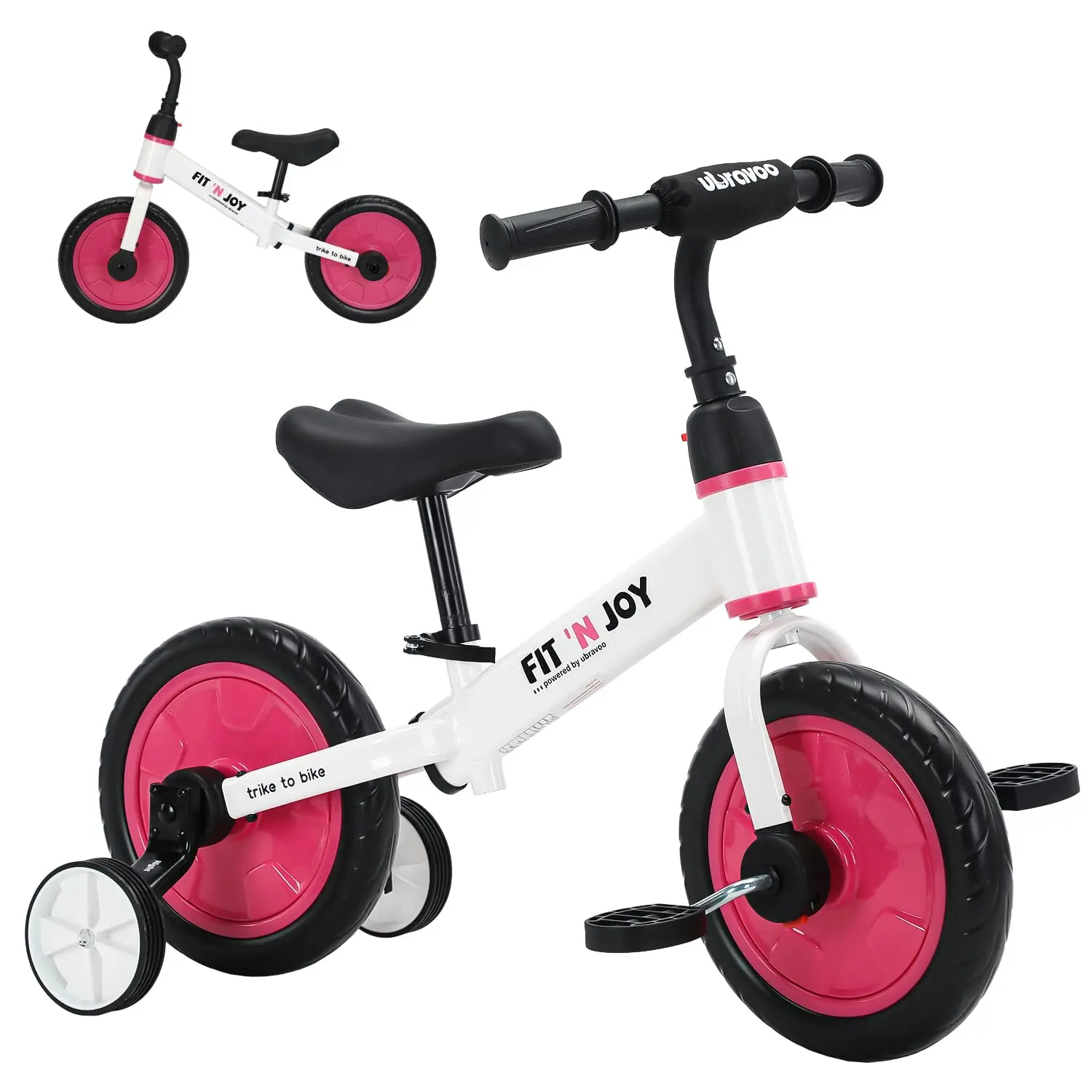 Kleinkind-Lernfahrrad, Fahrradspielzeug mit Stützrädern & Abnehmbaren Pedalen für 2-5 Jahre alte Jungen und Mädchen, Einfache Montage