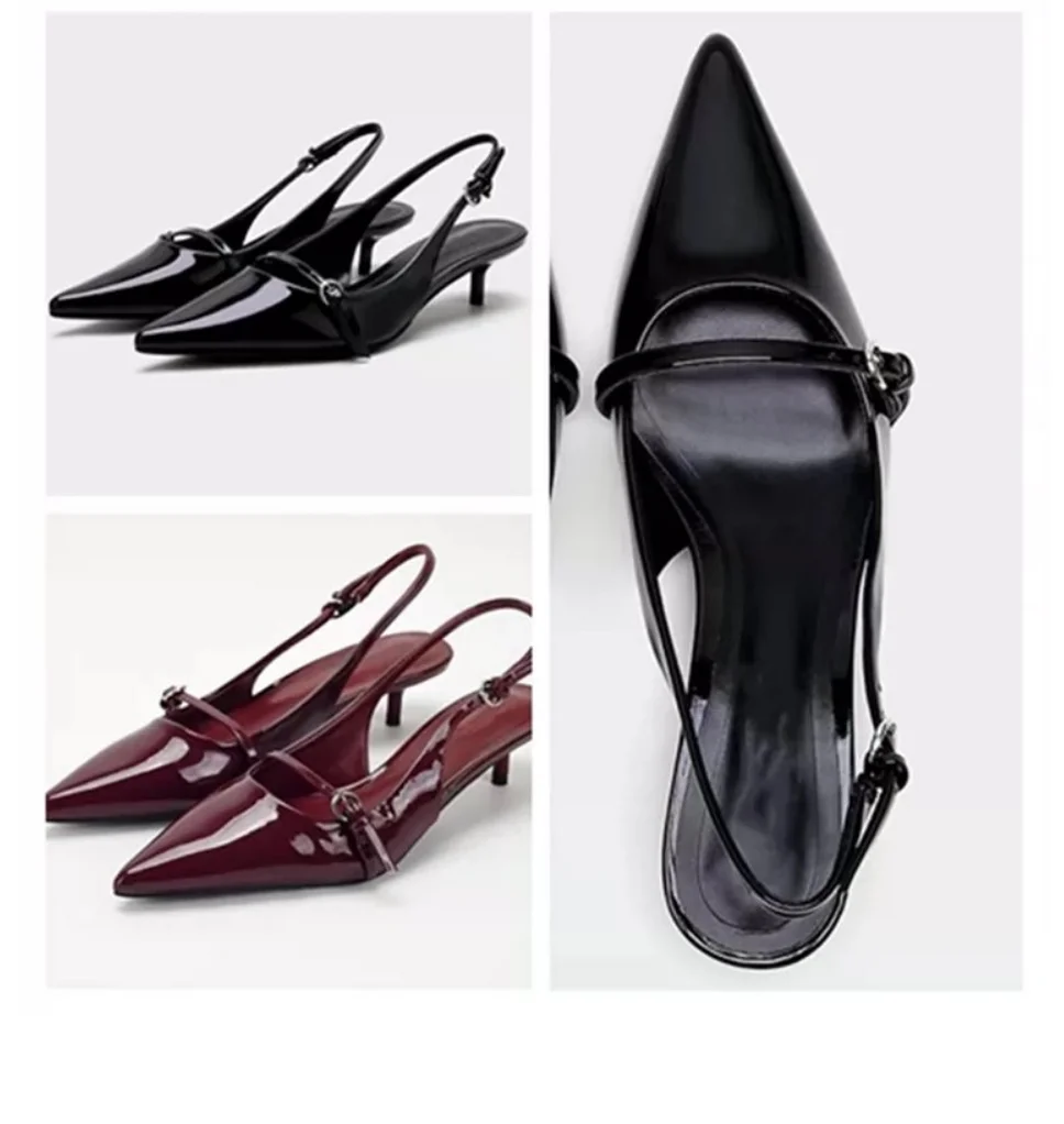 صيف جديد براءات الاختراع والجلود الصنادل النسائية أزياء وأشار مشبك معدني أزياء مثير مضخات مصمم اللباس عالية الكعب حذاء المرأة #4