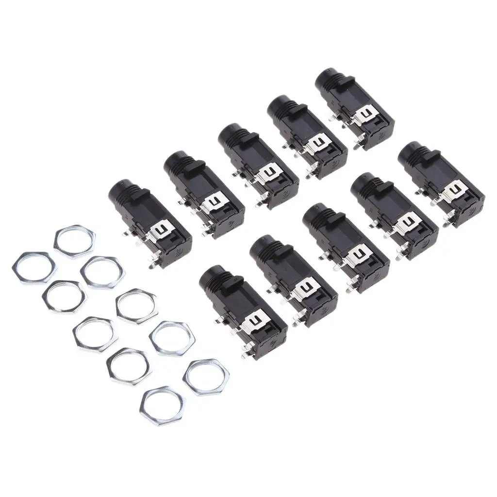 Stereo Audio Connector 6.35 Mm Female PCB Mount Jack Plastic Socket for Amplifier Recording Studio Use