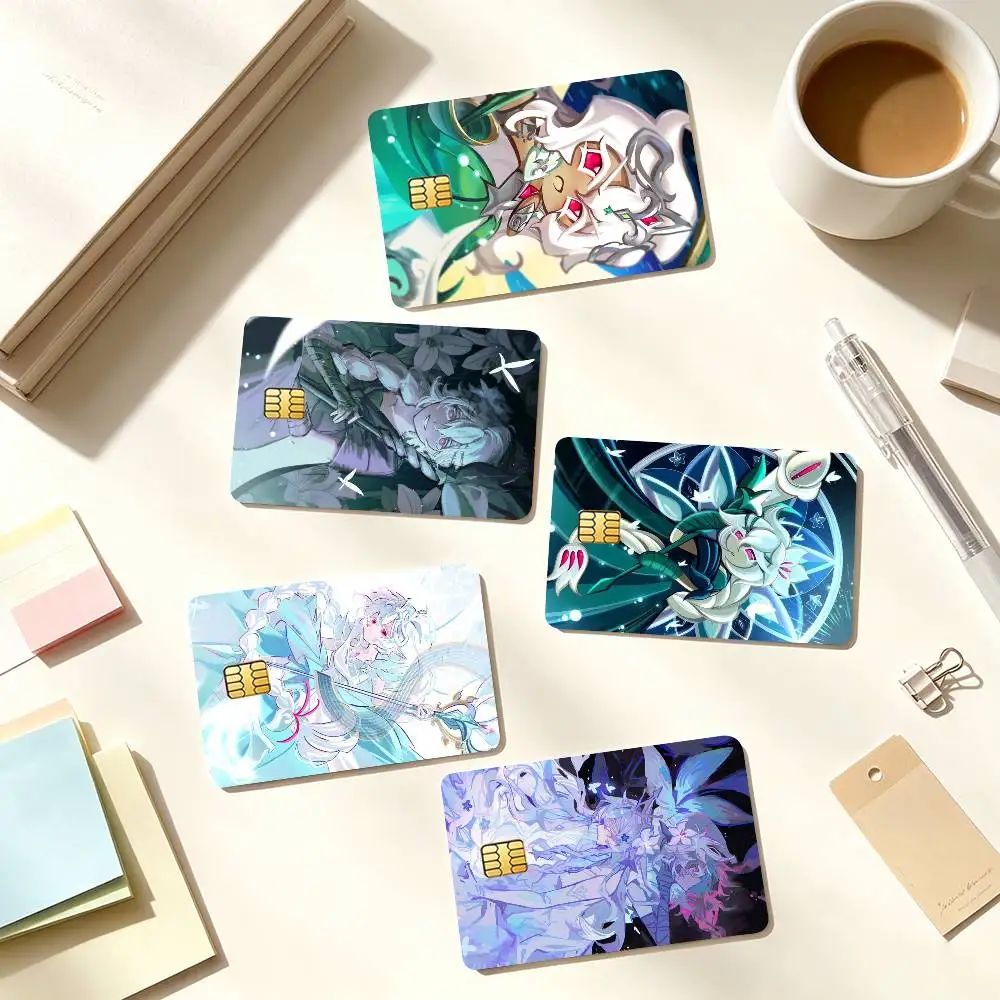 W-White Lily C-Cookie Run Kingdom Credit Card HD Stickers Game Card Decal Small Chip Waterproof
