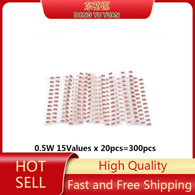 1/2W 3v-24v LL34 SMD Zener Diode Package  15 Kinds *20pcs=300pcs  1N4148 KIT 3V3 3V9 4V7 5V1 7V5 8V2 10V 12V 15V 16V 18V 20V