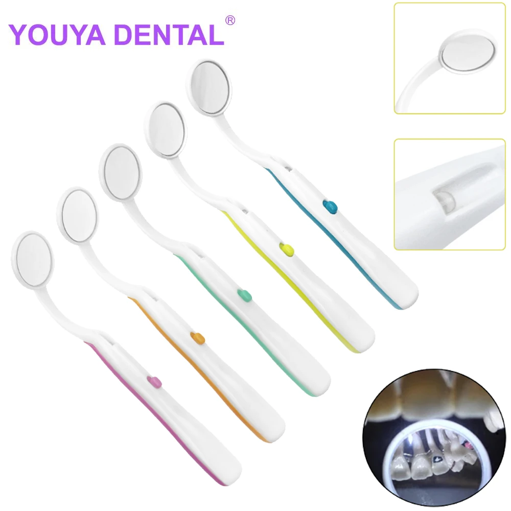 

Dental Mirror With Led Light Inspect Instrument Checking Mirror Dentist Oral Super Bright Anti-fog Mouth Mirror Tooth Exam Tool