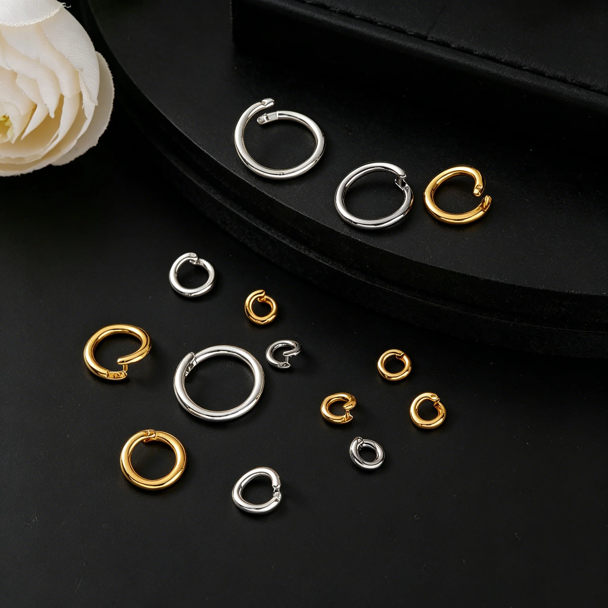 10 Stück 20 Stück 18K vergoldete Messing-Spaltringe, offene Biegeringe, Verbinder für Halsketten, Armbänder, Schmuckherstellung, Zubehör, Komponenten – Detail 1