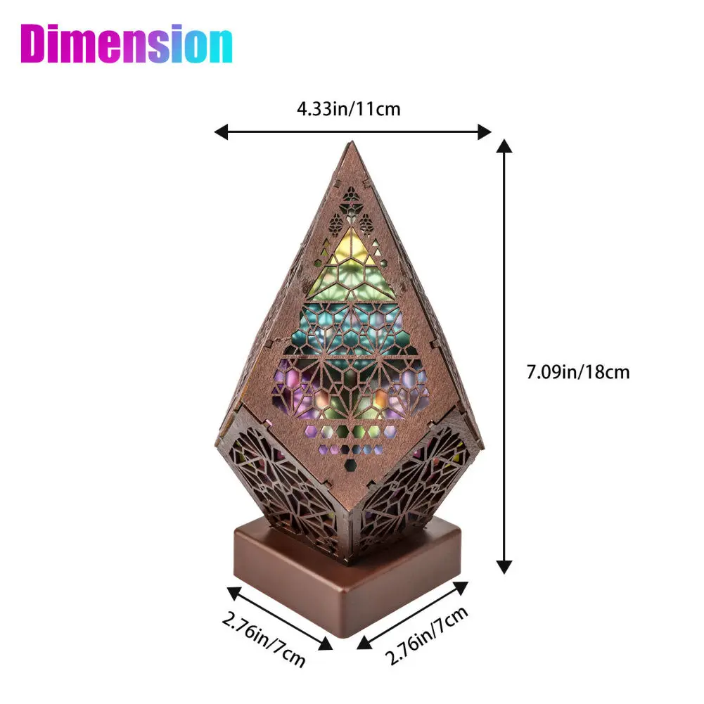 Houten Led Projectielamp Kleurrijke Diamant Multifunctionele Polar Star Vloerlamp Nachtlampje Bohemian Decor Dropshipping