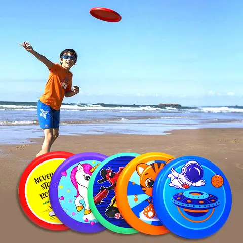 Children Soft Safety Flying Disc Cartoon Print Lightweight Flying Disc Kids Outdoor Beach Backyard Interactive Sports Game Toy