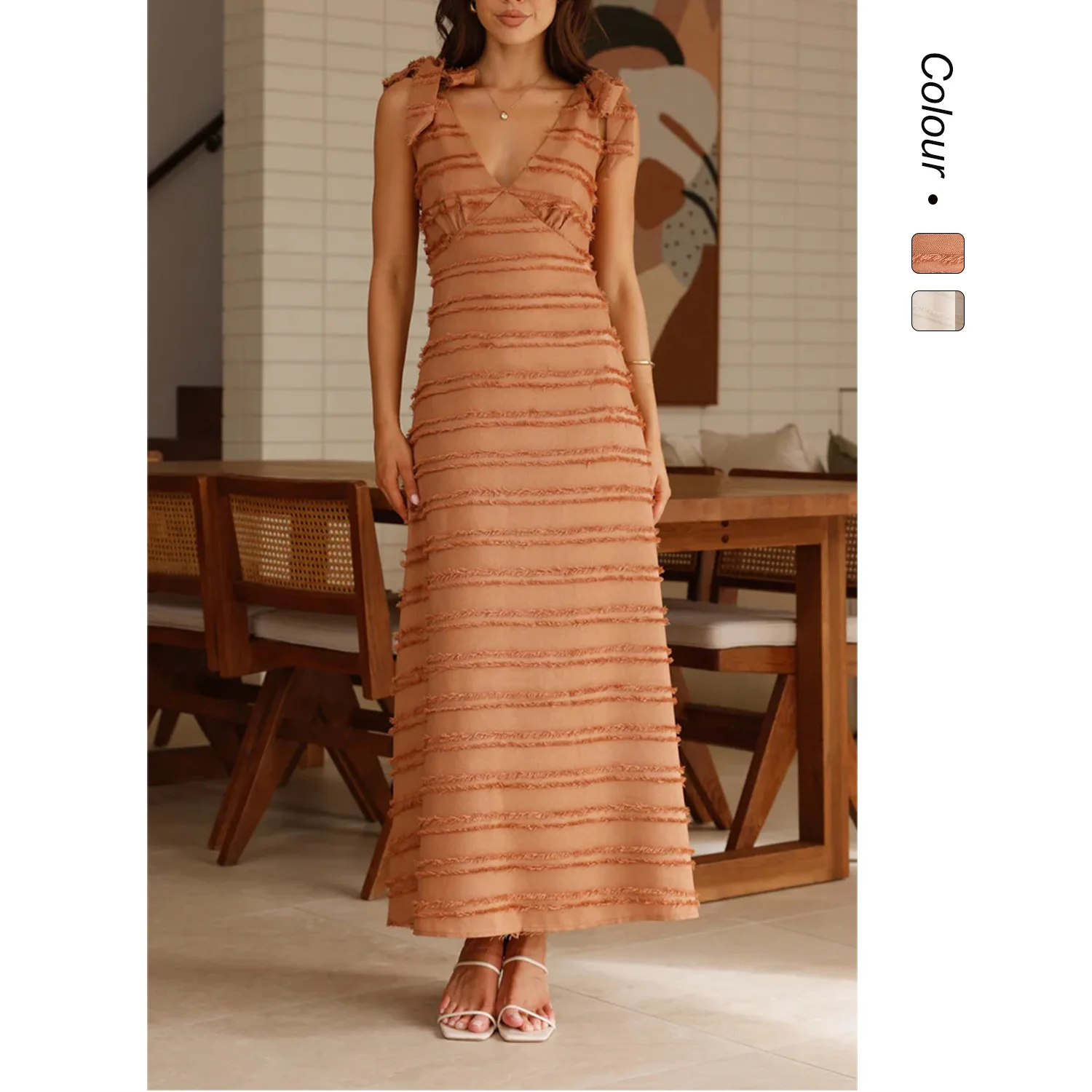 

2026 Summer French Style Gentle Elegant V-neck Textured Dress-68651 Summer Maxi Dress Lace Clothes Femme