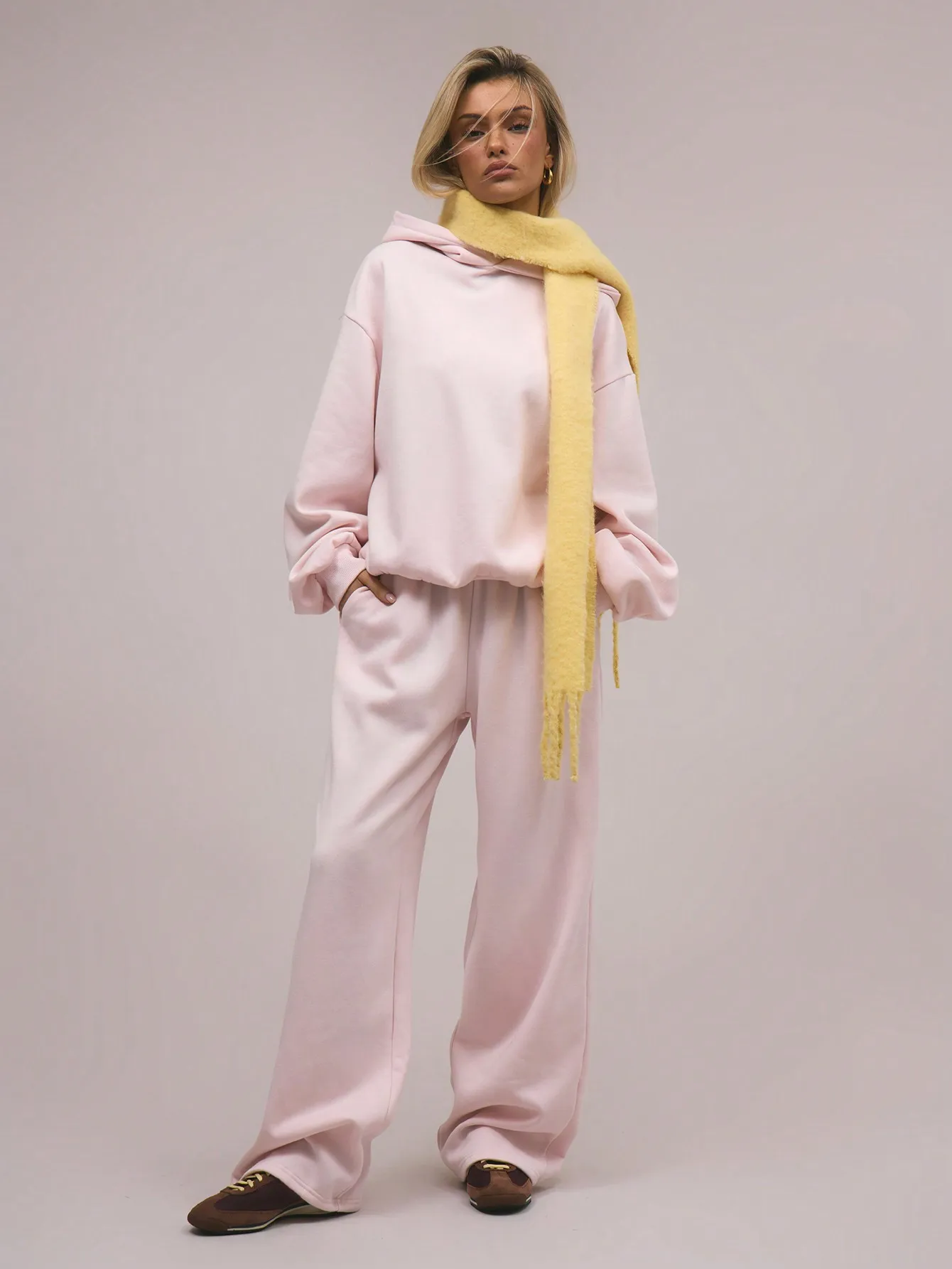 Felpa con cappuccio oversize rosa con spalla scesa, vestibilità rilassata per abbigliamento casual autunno inverno, stile streetwear Y2K