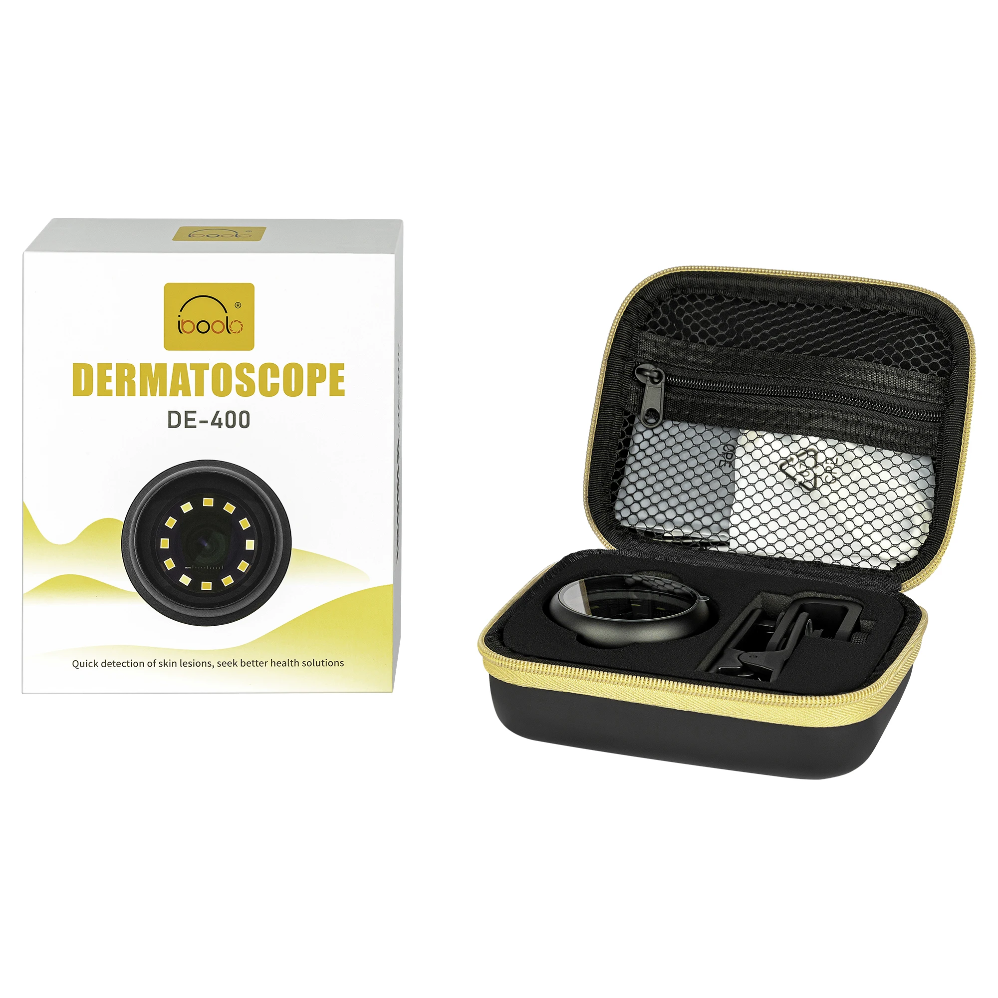 portable dermascopic magnifying glass lens