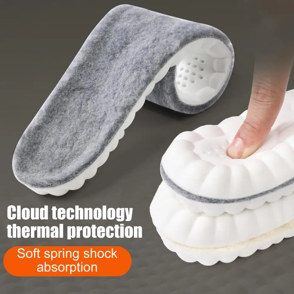 2pcs Self Heated Thermal Insoles for Feet Winter Warm Wool Thermal Memory Foam for Men Women Sports Shoes Self-heating Shoe Pads