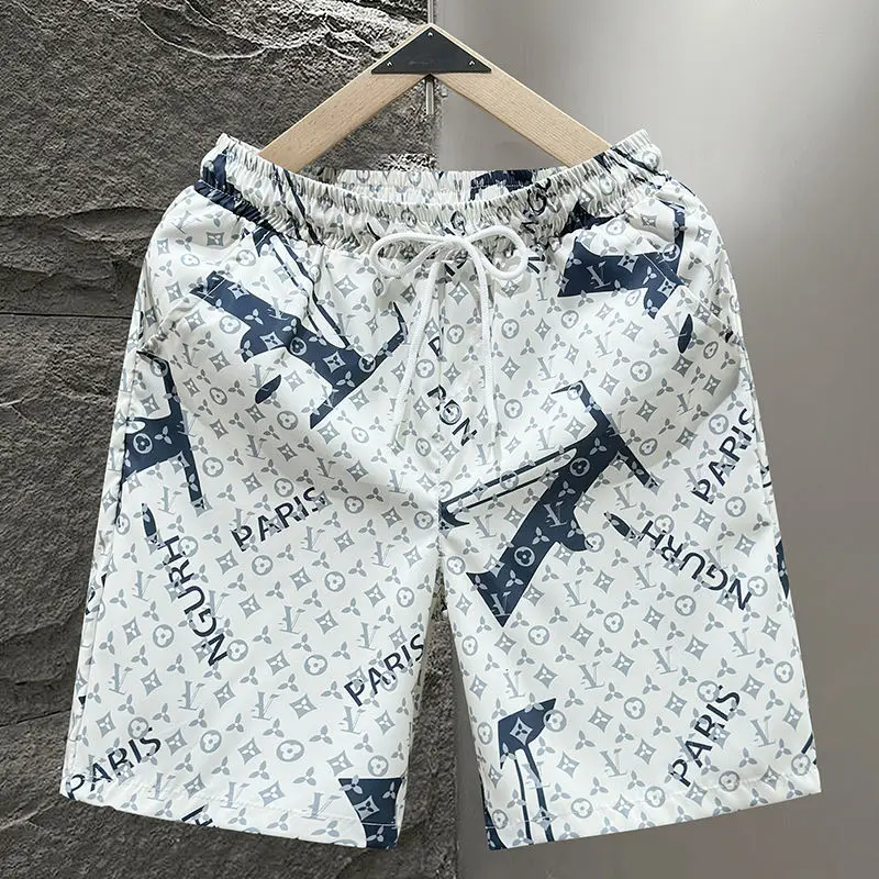 European and American shorts summer new trend printing casual five-point pants trendy brand fashion versatile slim beach pants