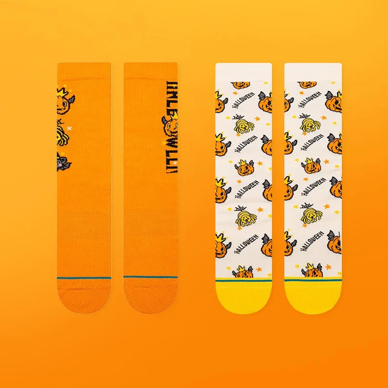 ถุงเท้าอนิเมะฮาโลวีนปี 2025 ถุงเท้าลายผีและฟักทองน่ารัก ถุงเท้าขนาดกลาง ถุงเท้าแบบไม่จำกัดเพศสำหรับทั้งผู้ชายและผู้หญิง