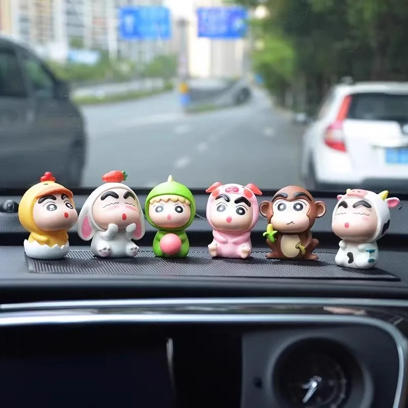 6 Buah/Set Anime Crayon Shin-Chan Action Figure Inovasi Monyet Shin Chan Patung Boneka Model Dekorasi Mobil Mainan Anak-anak Hadiah Penggemar