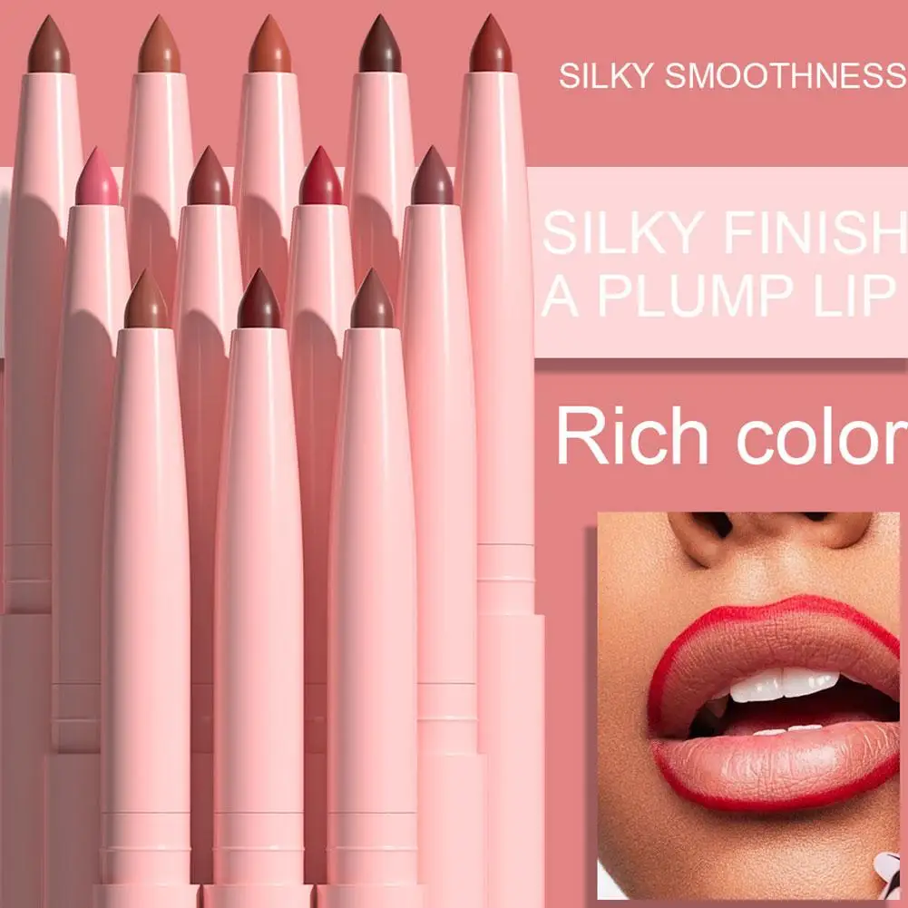 Juego de 6 Lápices Delineadores de Labios de Terciopelo Mate, Alta Pigmentación, Textura Suave y Sedosa, Fácil de Colorear y Definir los Contornos de los Labios, Maquillaje Labial Diario