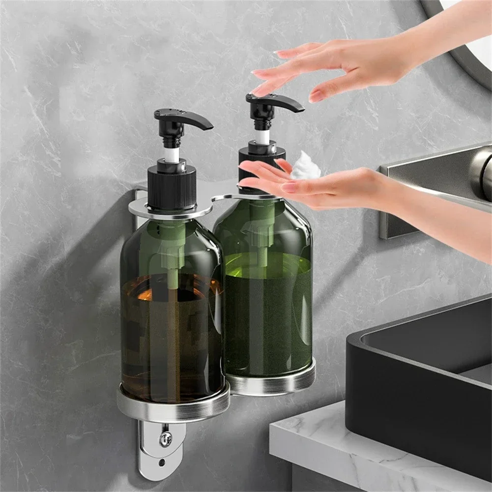 Wall Mounted Manual Soap Dispenser Pump Bottle With Holder For Shampoo ShowerGel Liquid Soap Dispensers Bathroom Hardware