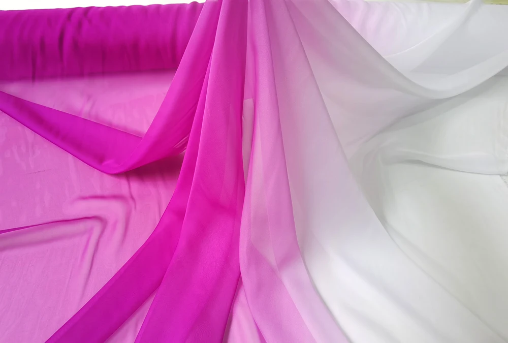 Farbverlauf-Imitat-Seidenstoff 30D Chiffon-Gewebe für Kleider, 2-Farben-Stoff für Tanzkleidung, Hochzeitsstoff Meterware – Detail 22