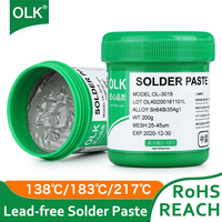 OLK 200g Solder Paste Low Temperature Lead-free Syringe No Clean For Iphone Repair Led Smd Sn42bi58 138℃ Welding Paste