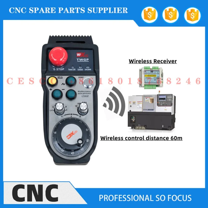 

Gantry Wireless Electronic Emergency Stop Hand Pulse Machine Tool Industrial Remote Control CNC System Handwheel