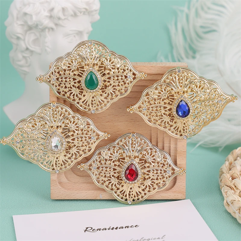 

Vintage Golden Brooch Teardrop Gemstone Inlaid Perfect For Arabic Wedding Bridal Dress Middle Eastern Party Fashion Accessories