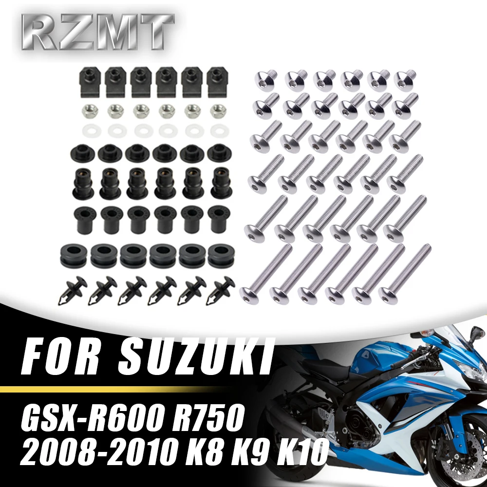 

For SUZUKI GSX-R600 R750 2008-2010 2009 K8 K9 K10 Motorcycle Stainless Complete Bodywork Fairing Bolt Kit Screws Clip