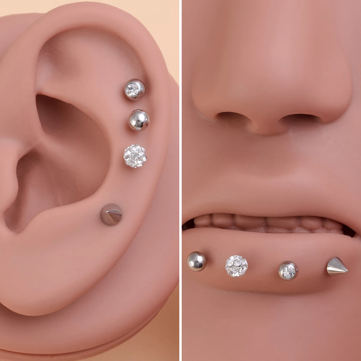 Lip Ear Piercing Jewelry Kit Include Nose Ear Piercing Gun Tool Raplace Ball and Pick-up Tweezers -16G