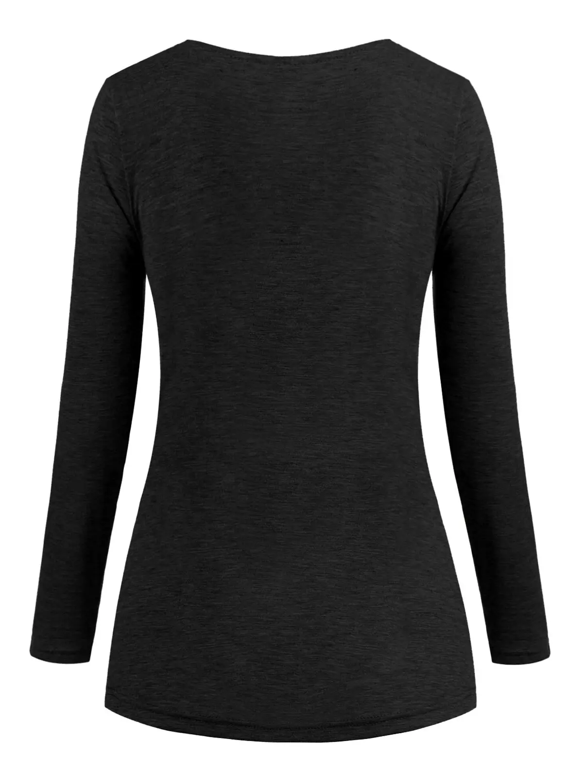 Autumn New Solid Color Cowl Neck Heather Mock Button T-shirt Long Sleeve Tee Women T Shirt Marled Top Women Casual T-Shirts