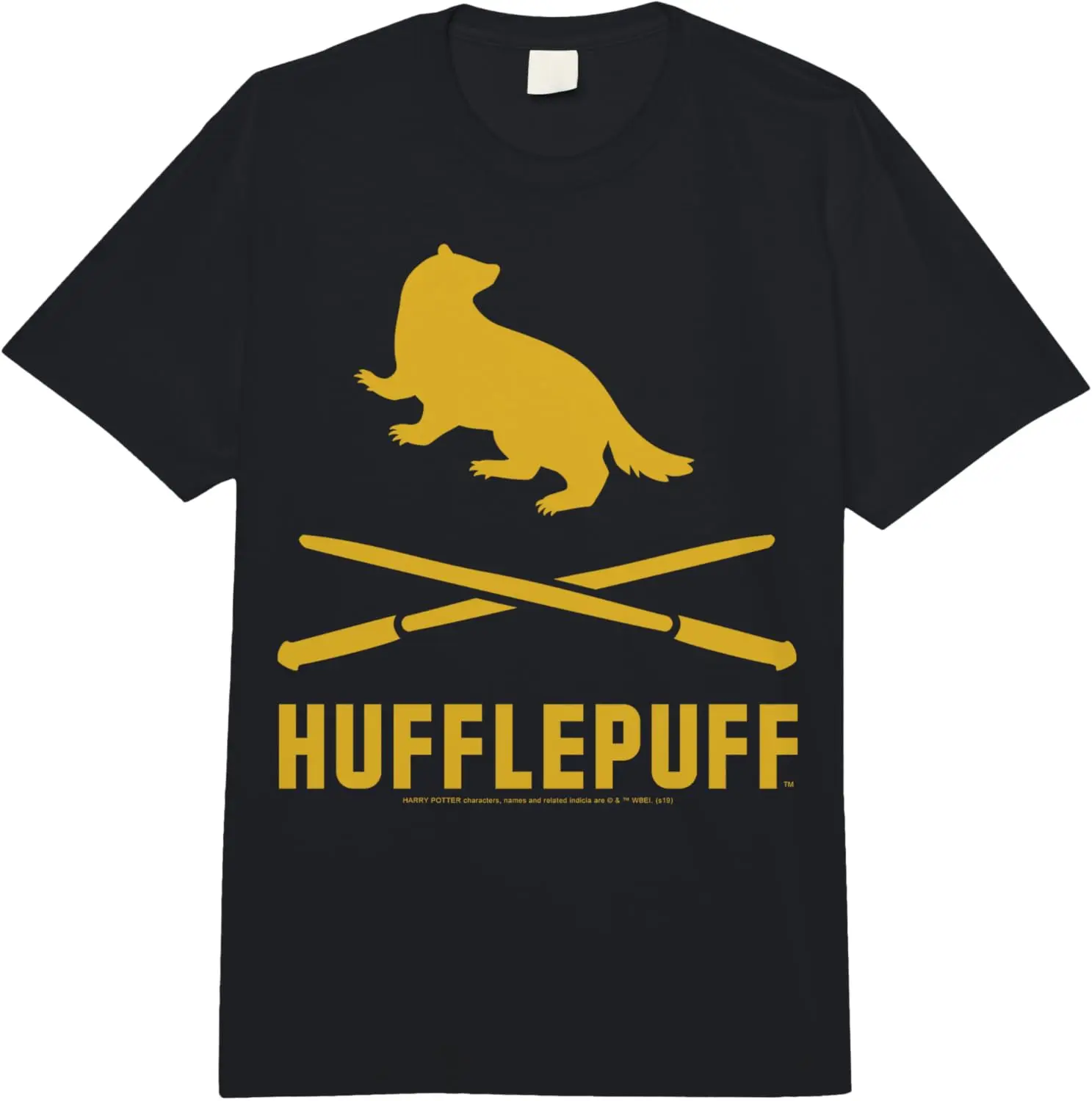 Camiseta pesada para adultos con logotipo de varitas cruzadas de Hufflepuff de Harry Potter de MINISO, colores cómodos