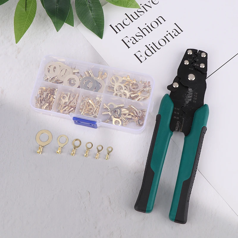 150Pcs M3/M4/M5/M6/M8/M10 Ring-Terminal Wire Quick Connector Terminal Brass Crimp Terminal Assorted Kit