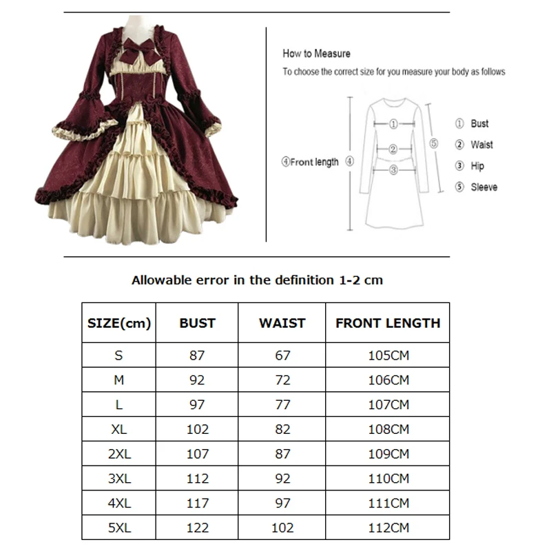 5XL Gothic Lolita Victorian Princess Costume maniche a tromba Wedding Fantasy Cosplay Carnival Halloween Fancy Party Dress