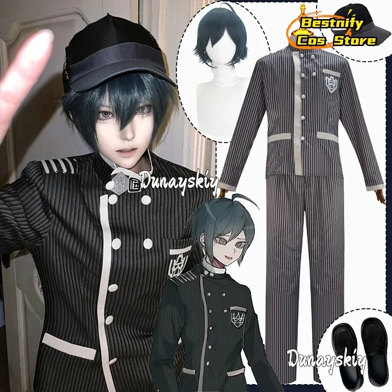 

CosplayAnime Danganronpa V3 Saihara Shuichi Detective Cosplay Costume Striped Jacket Trousers Uniform Anime Outfits Wig Hat Prop
