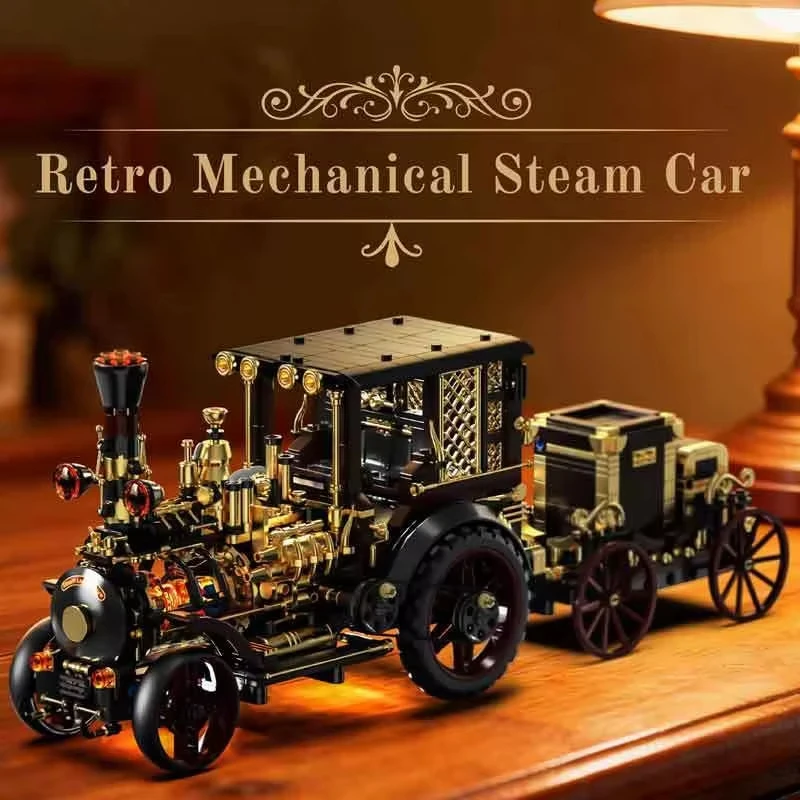

1331pcs Vintage Steam Car Building Blocks Retro Style Toy Classic Automobile H1003 Model Playset for Boys Birthday Gift